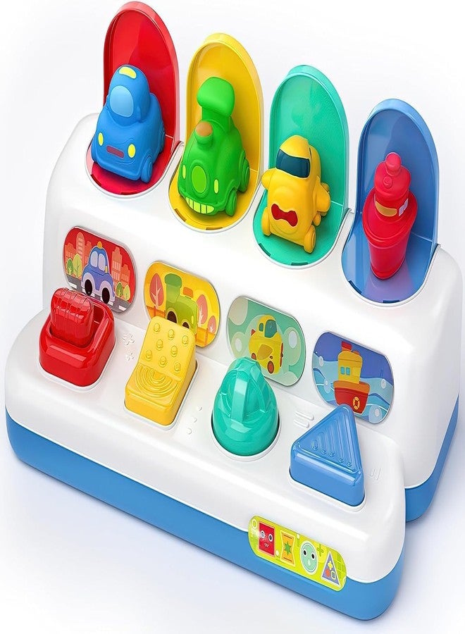 BeFunky Pop Up Baby Toy 6 7 8 9 10 11 12 Months Montessori Toy Baby 1 Year Toy Early Development Cause and Effect Learning Toy Motor Skills Toy Interactive Toy Baby Gift (Vehicles) - Image 1